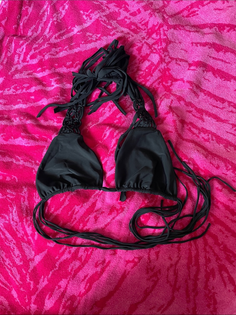 ISO Black Macramé Triangle Bikini Top - Women Swim NFS